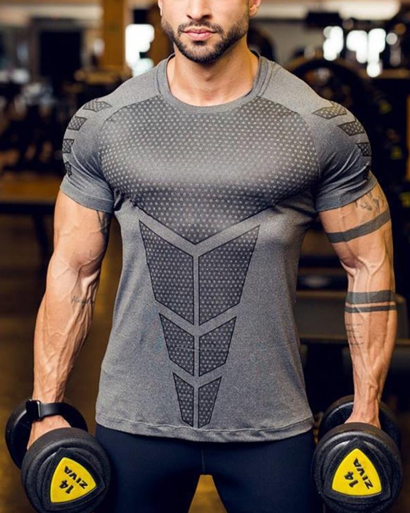 

Solid Short Sleeve Skinny Speed Dry T-shirts, Gray