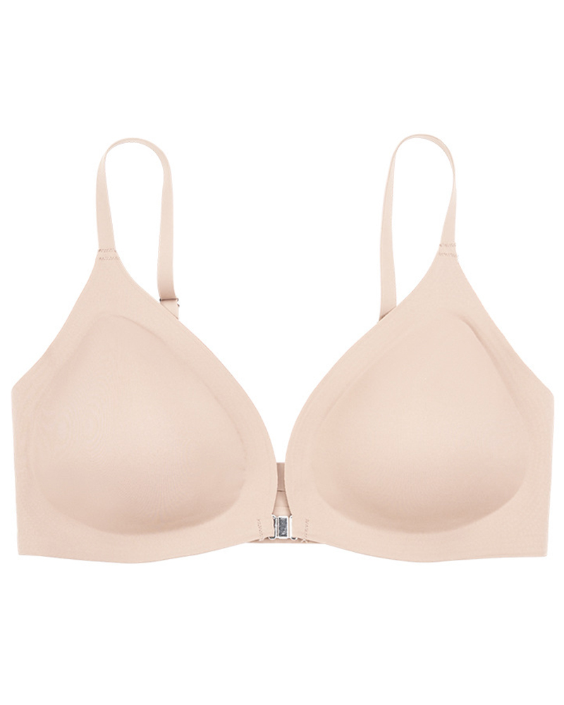 

Buckle Front Seamless Wireless Lifting Bra, Apricot