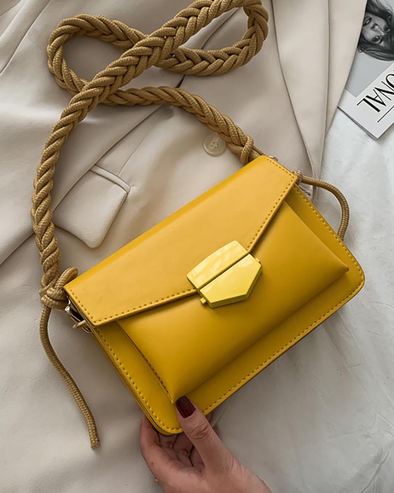 

Flap Square Plain Crossbody Bag, Yellow