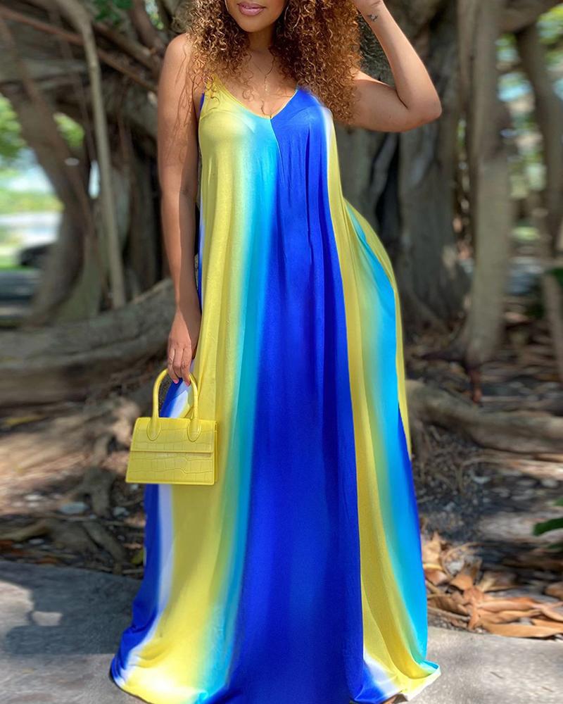 Plus Size Ombre Spaghetti Strap Maxi Dress