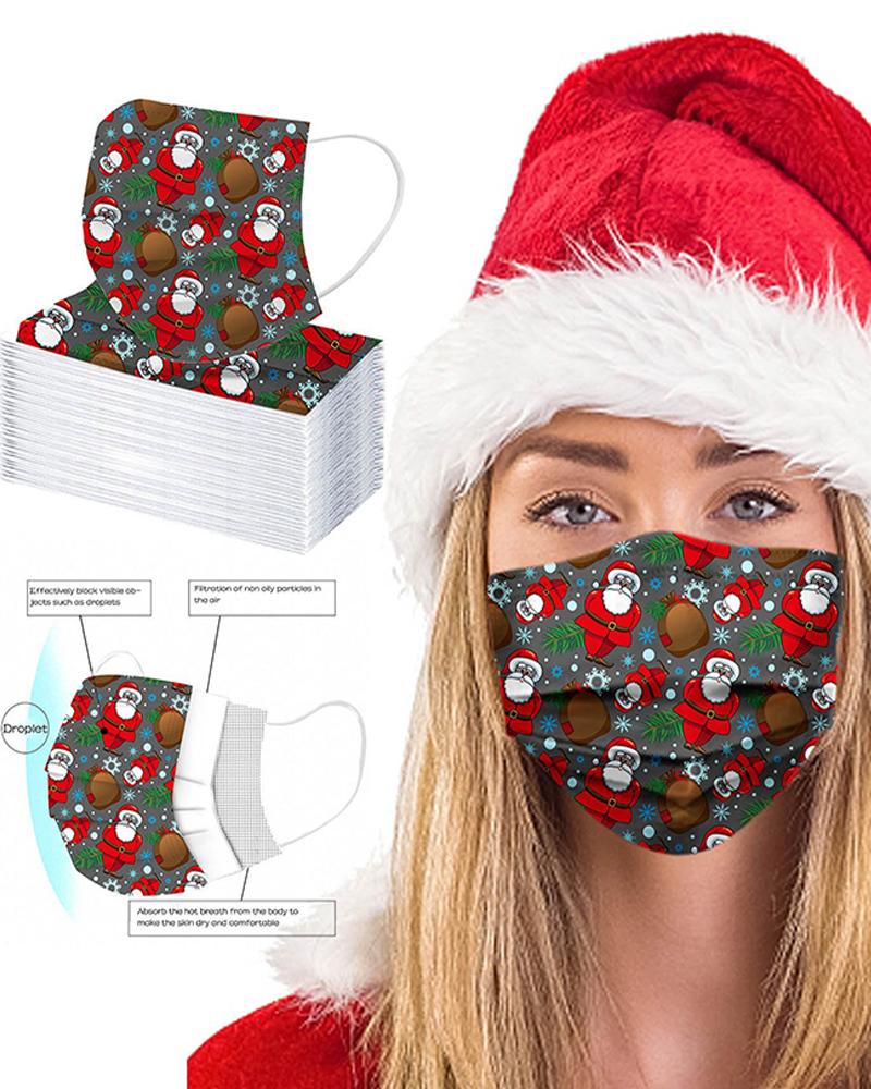 

5PCS/Set Christmas Print Disposable Face Mask, Style5