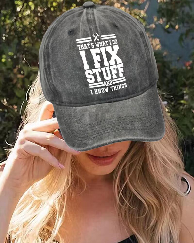 

Letter Print Retro Distressed Baseball Cap, Black