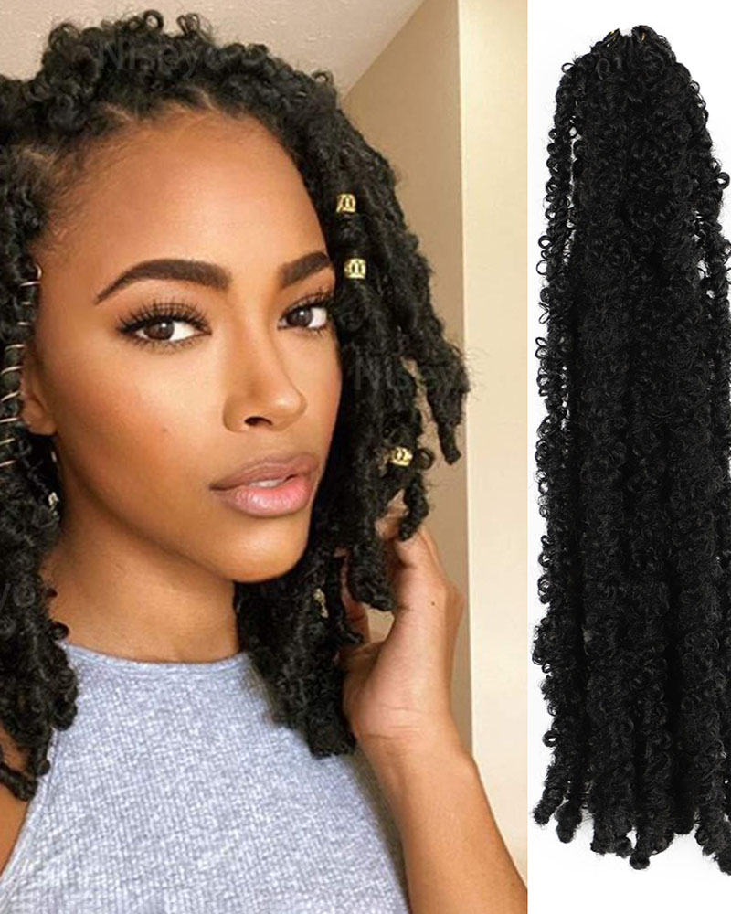 

14 Inch Butterfly Locs Crochet Hair 20 Packs Short Pre-looped Soft Locs Crochet Braids, Black
