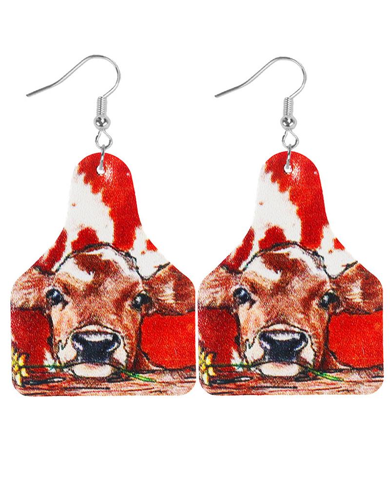 

1Pair Cowboy Retro Teardrop Earrings, Red