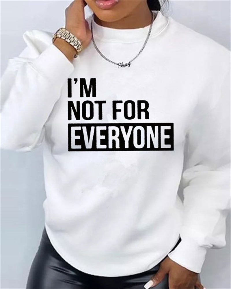 

Letter Print Long Sleeve Casual Sweatshirt, White