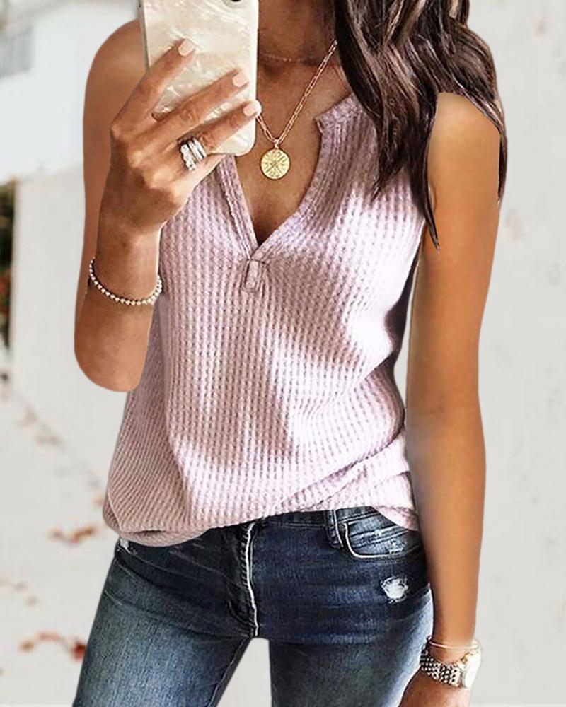 

Plain V Neck Short Sleeve Top, Pink