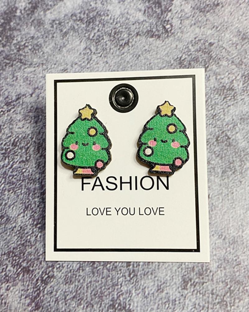 

1Pair Christmas Party Festival Gifts Earrings, Green