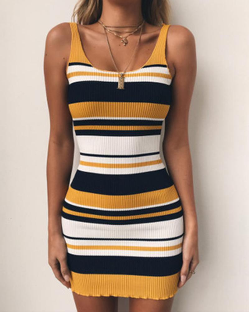 

Striped Bodycon Knit Mini Dress, Yellow