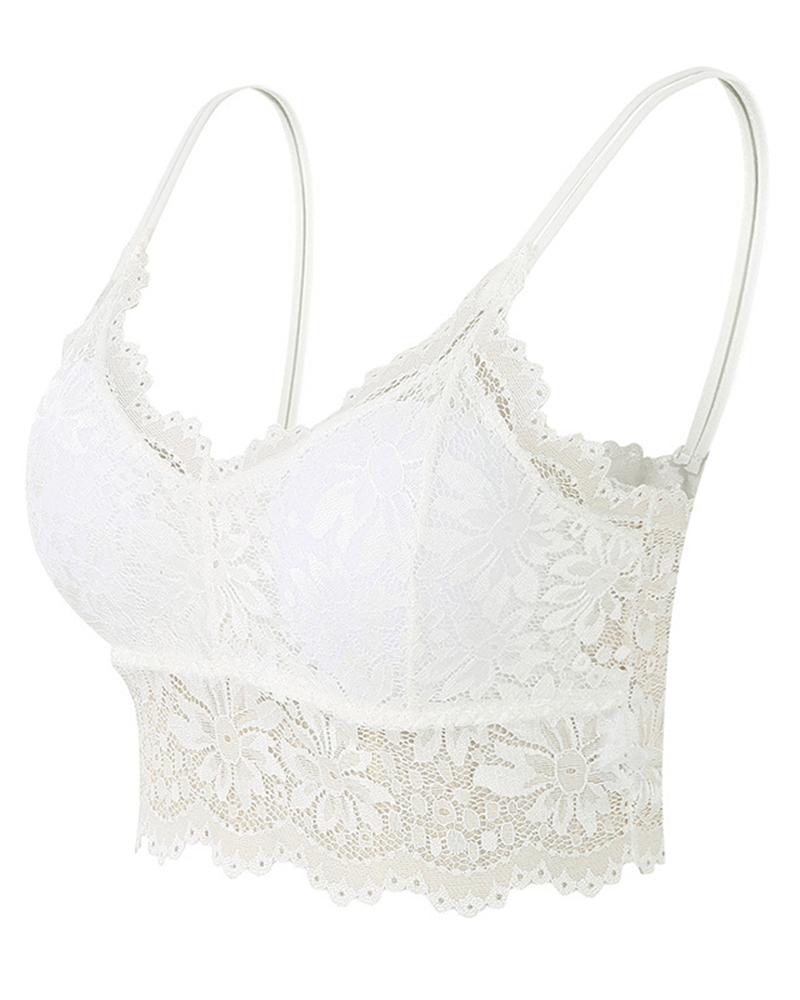 

Full Coverage Scallop Trim Wireless Lifting Bralette, White