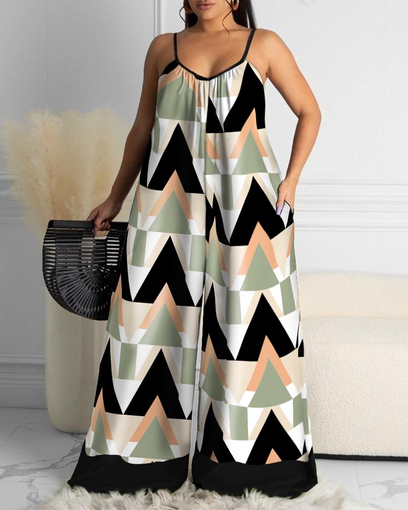

Smoking Cami Graphic Ruched Wide Leg Jumpsuit, Multicolor