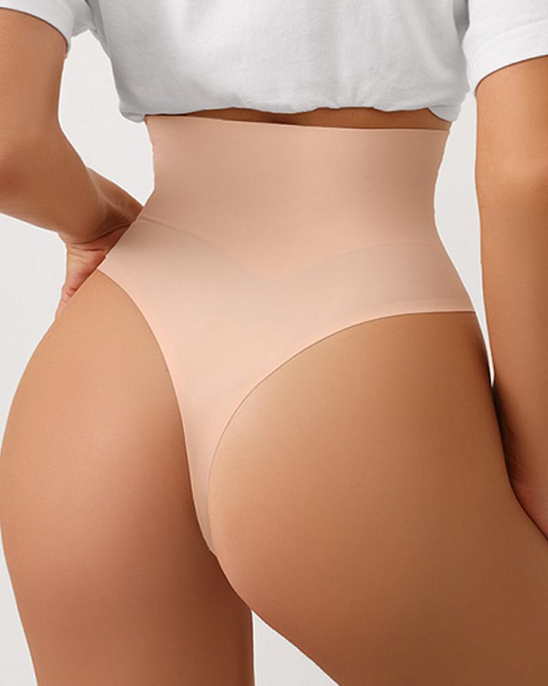 

High Waist Seamless Breathable Thong Panty, Nude