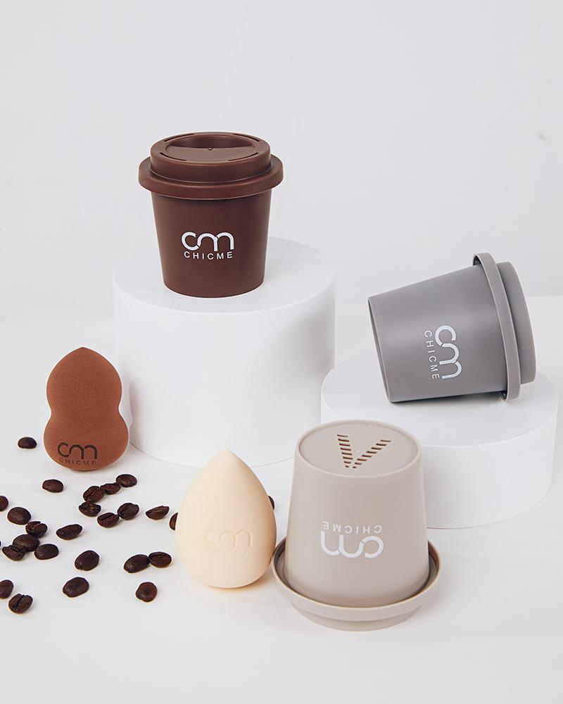 3PCS Triple Coffee Cup Makeup Sponge Set