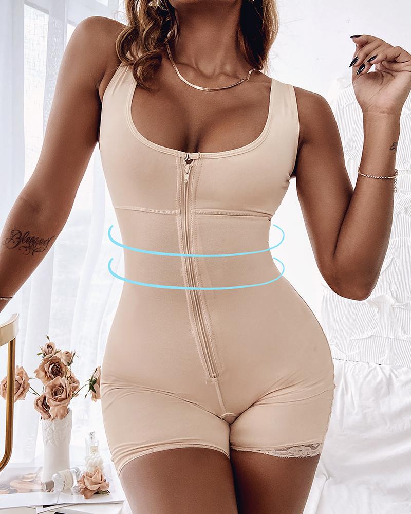 

Slimming Breathable Shapewear Push Up Full Body Shaper With Open Crotch, Nude