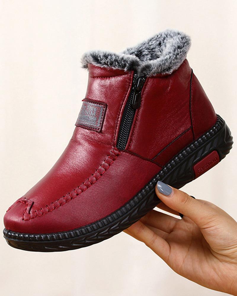 

Non Slip Lined Snow Boots, Wine red