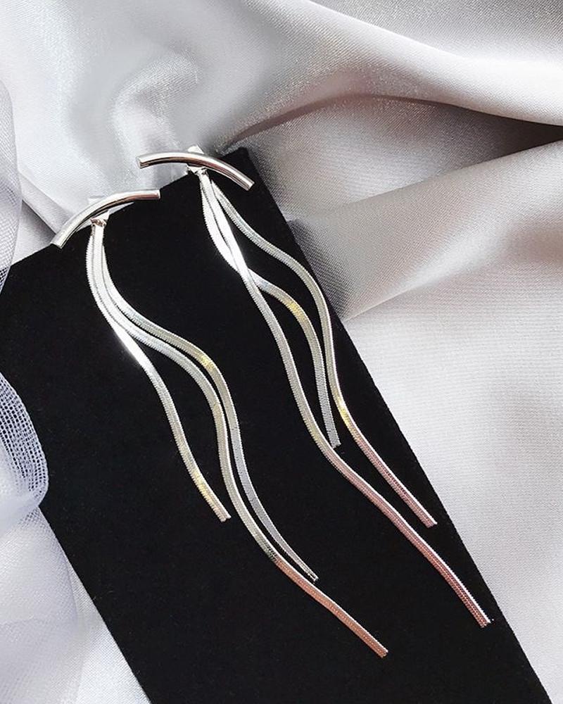 

Snake Bone Tassel Drop Earrings, Silver