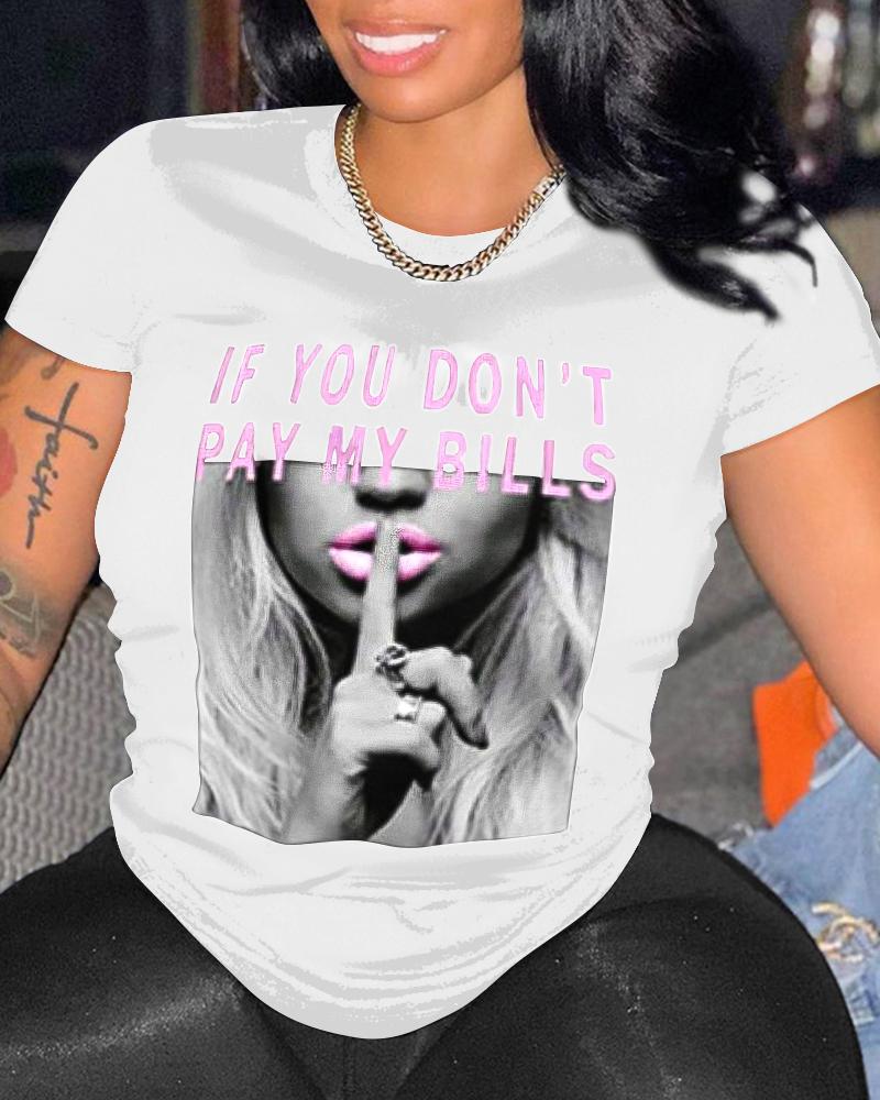 

Slogan Letter Print Casual T-shirt, White