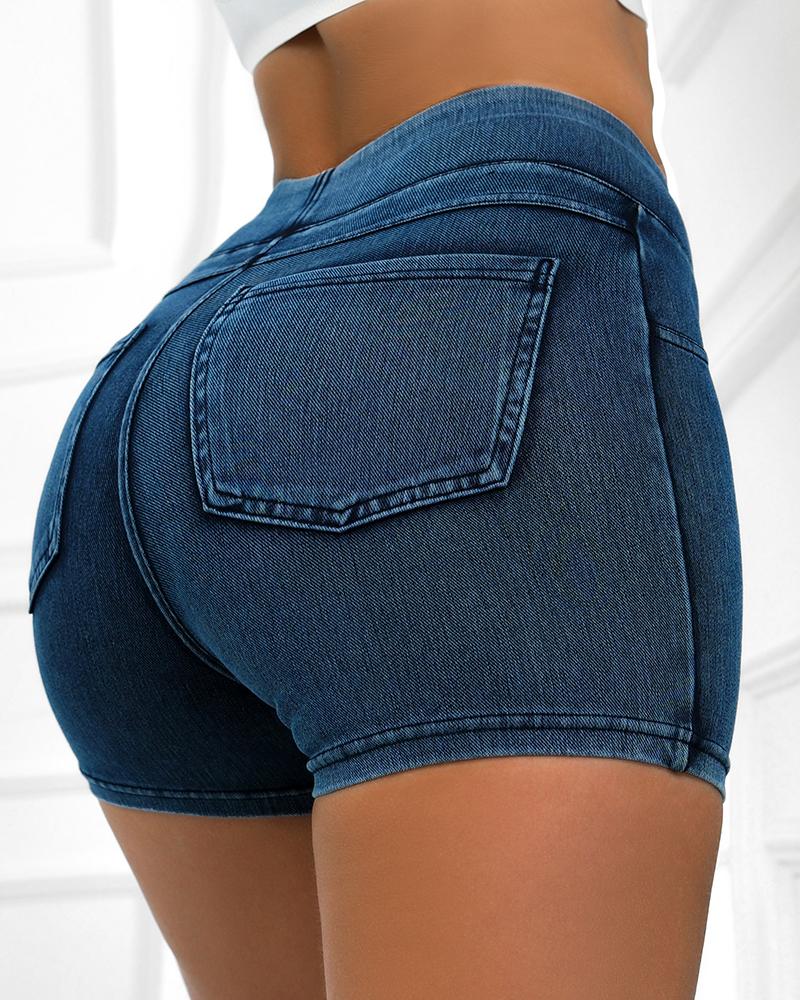 

Pocket Design High Waist Denim Active Shots, Dark blue