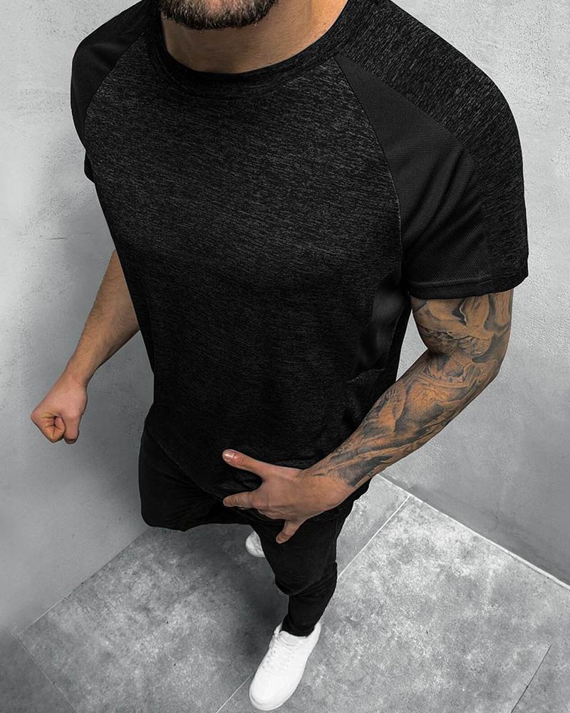 

Colorblock Short Sleeve Speed Dry Breathable T-shirts, Black