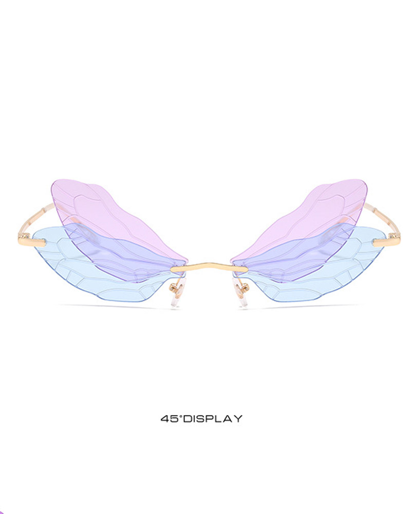

Colorful Dragonfly Shaped Rimless Frame Sunglasses, Style3