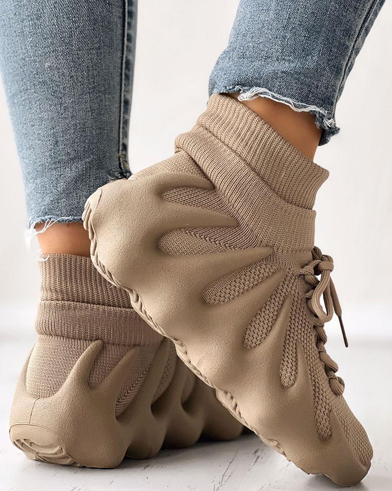 

Lace-up Breathable Octopus Sneakers, Brown