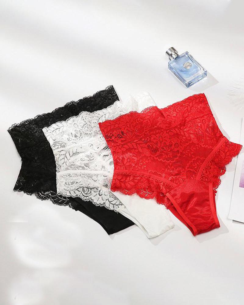 

High Waist Crochet Lace Skinny Panty, White