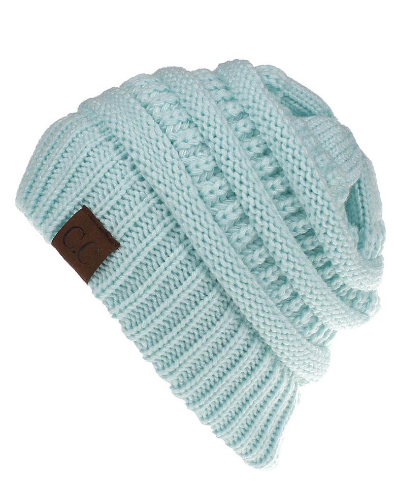 

Letter Pattern Warm Winter Multifunctional Beanie Hat, Lighted blue