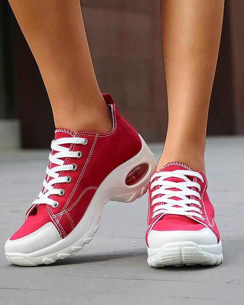 

Solid Canvas Air Cushion Sneakers, Red