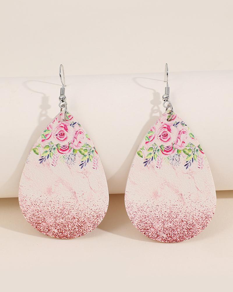 

1Pair Ombre Floral Water Drop Earrings, Pink