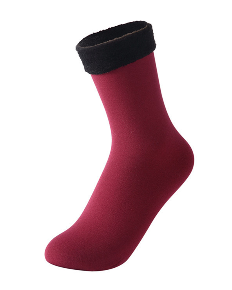 

1Pair Lined Winter Thermal Crew Socks, Wine red