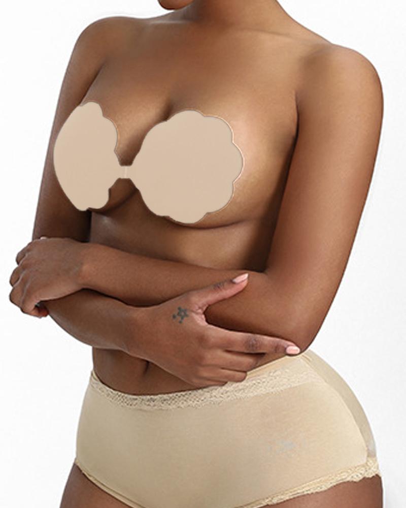 

Floral Shaped Silicone Push Up Invisible Bra Strapless Self Adhesive Nipple Cover Bust Lifter, Apricot