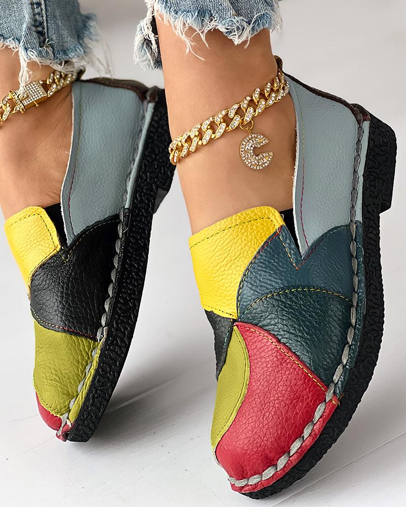 Mocasines de PU de trabajo sin cordones con bloques de color