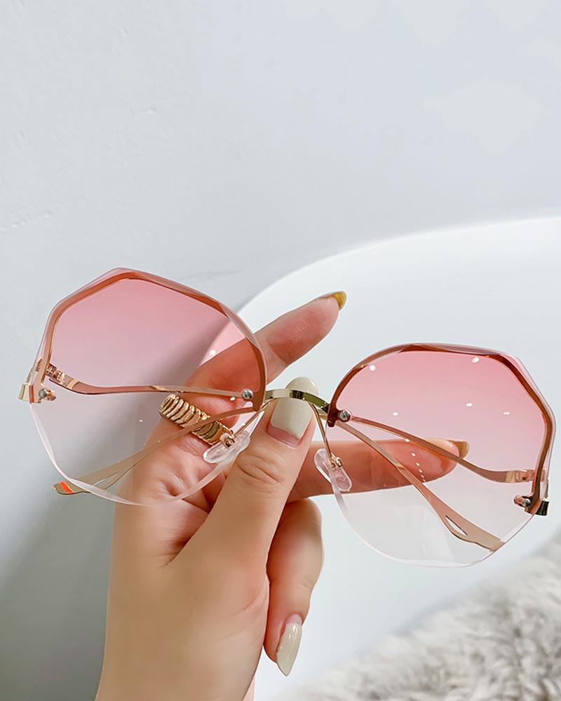 

Ombre Half Frame Geometric Sunglasses, Style4