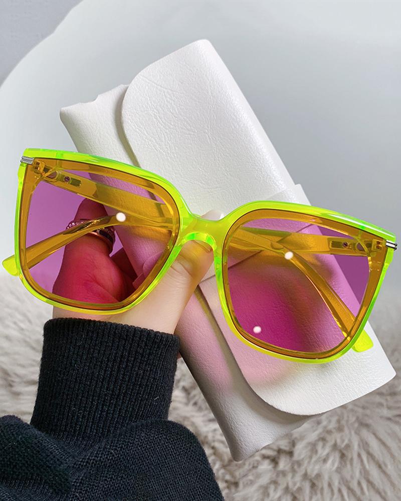 

1Pair Studded Square Frame Sunglasses, Yellow