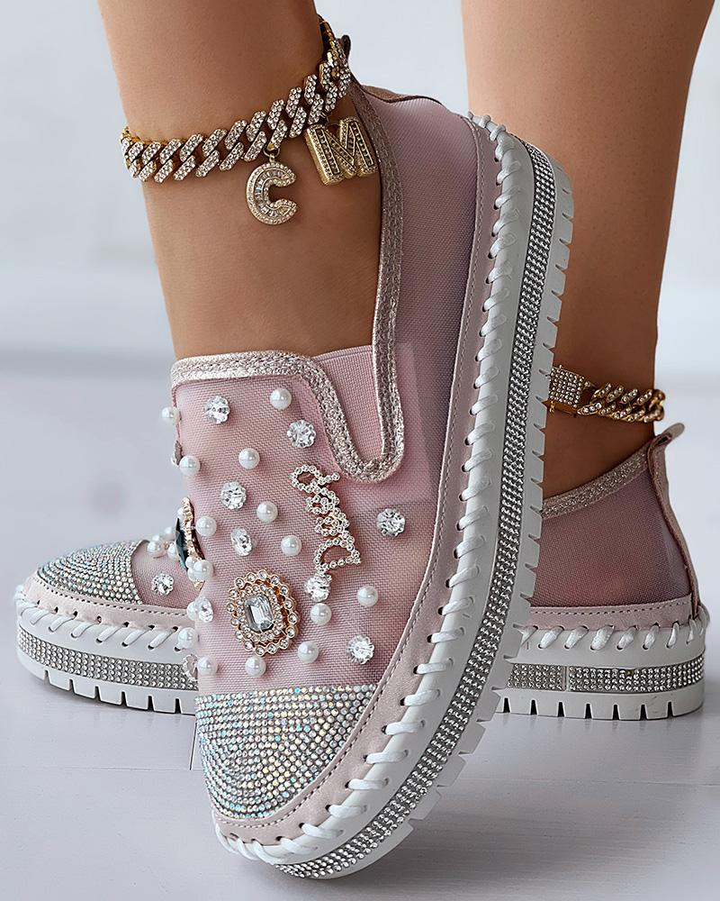 Perles Strass Décor Muffin Mocassins