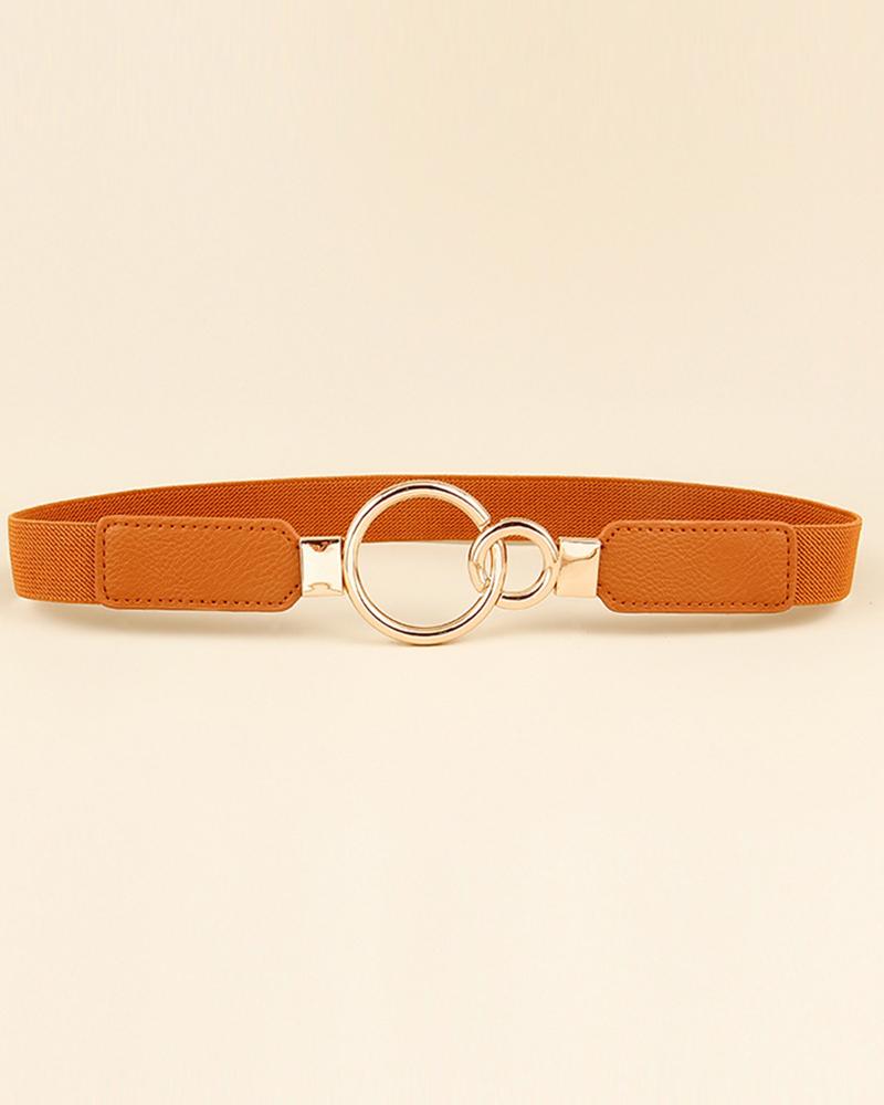 

O-Ring Elastic Waist Fashionable Belt, Coffee