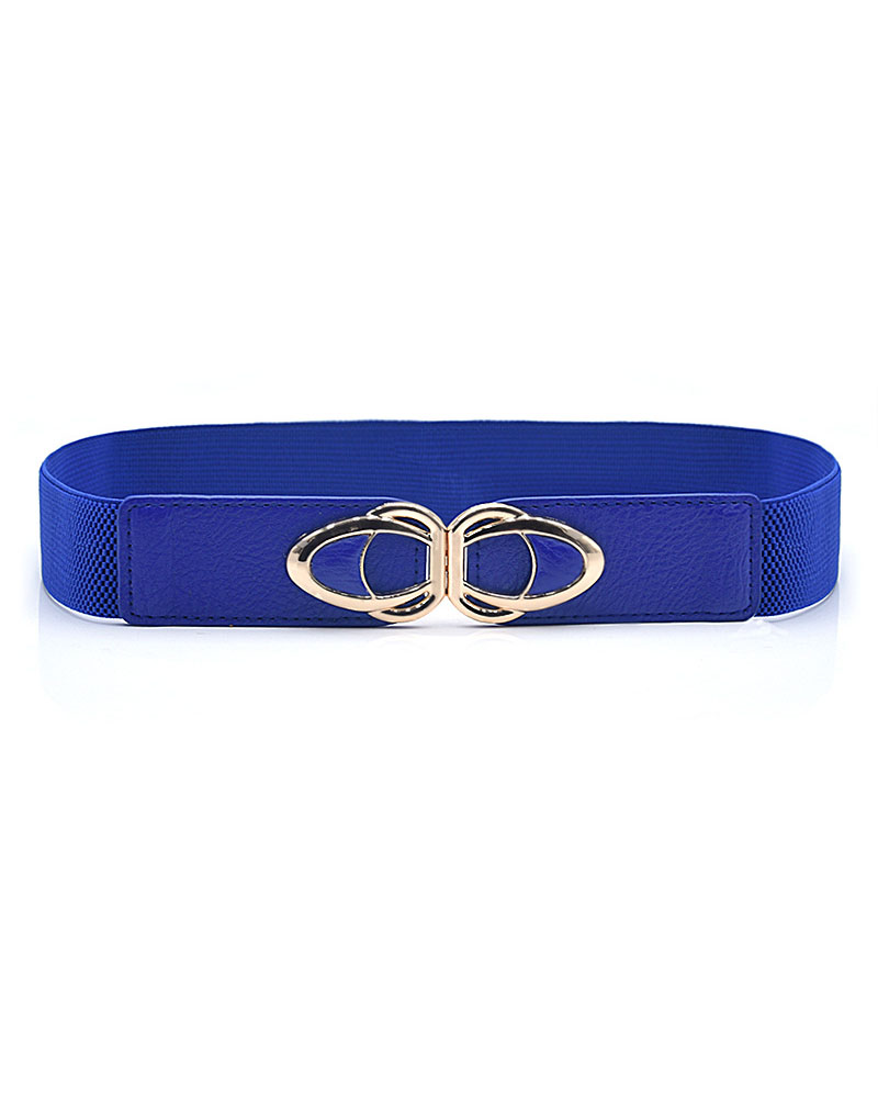 

1pc Minimalist Metal Buckle Elastic Belt, Blue