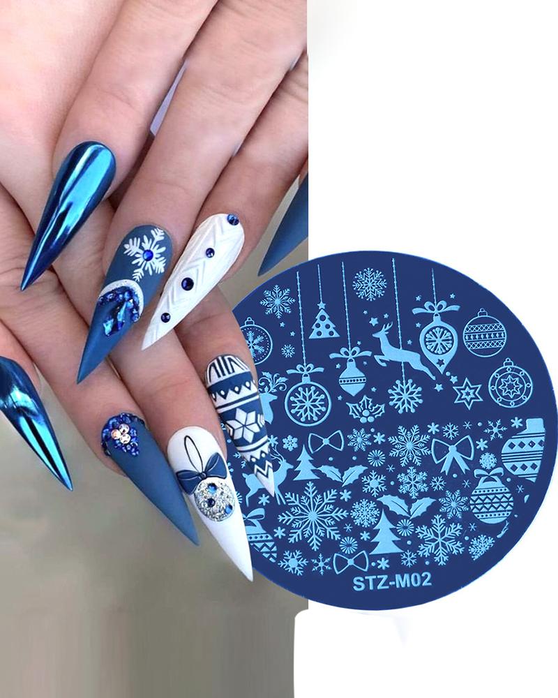 

1pcs Christmas Mixed Pattern Nail Art Template, Style1