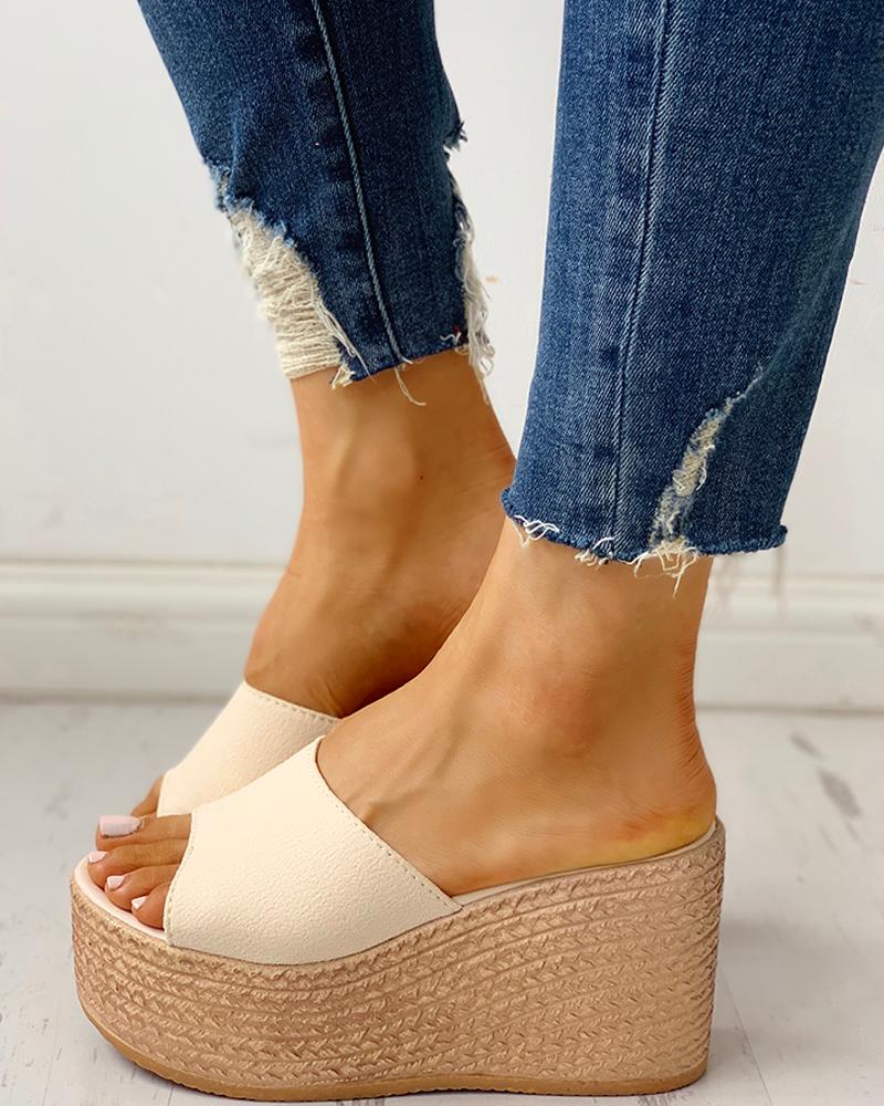 

Summer Platform Espadrille Wedge Sandals, Apricot