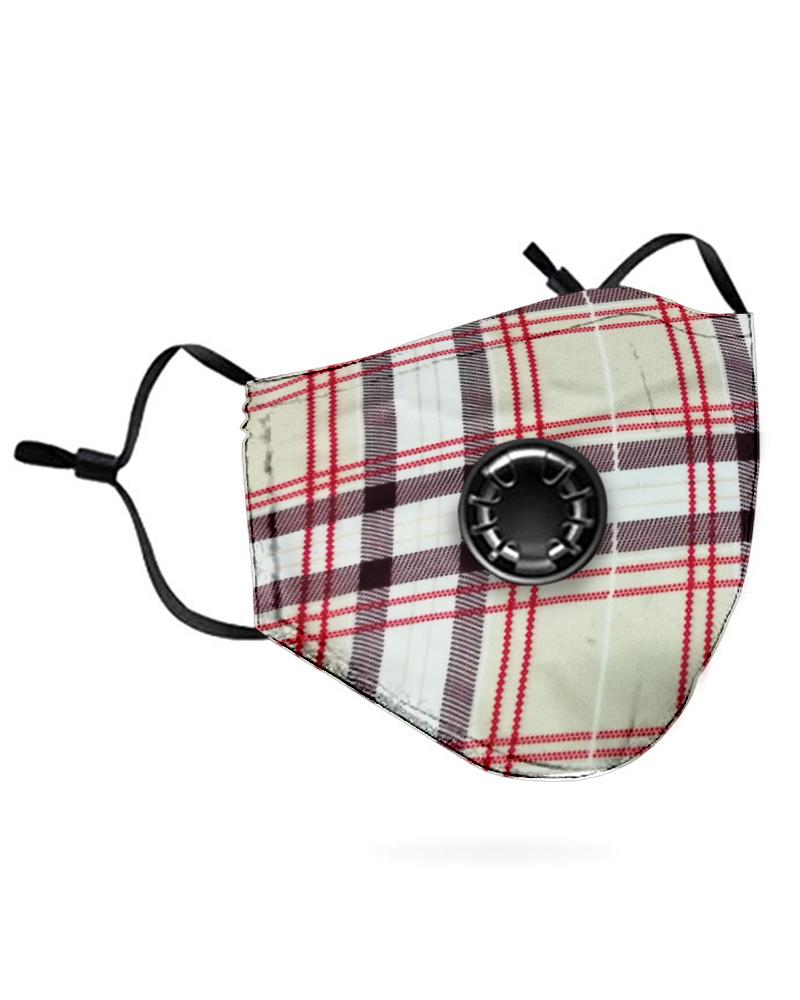 

Grid Print Breathing Washable Valve Face M .a. s. k (2 filters as gift), Apricot