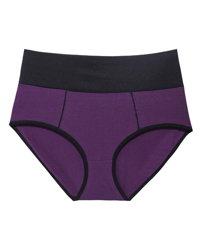 

High Waist Skinny Color Block Panties, Purple