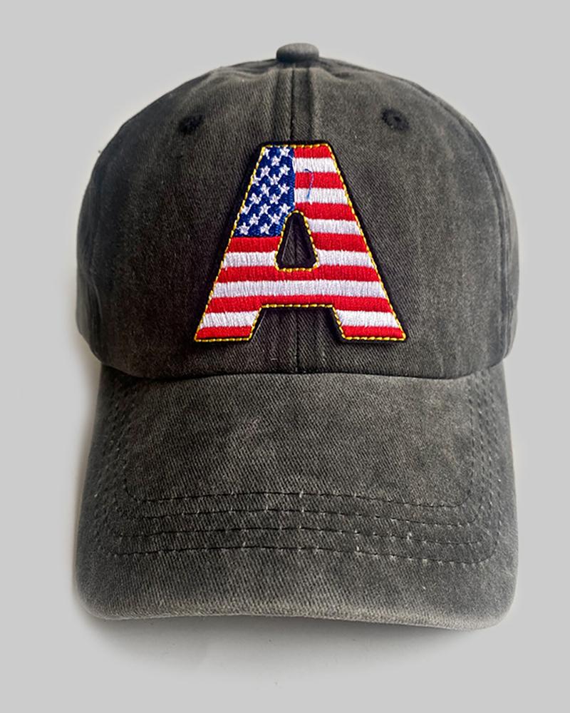 

Independence Day American Flag Letter A Pattern Cap, Style1