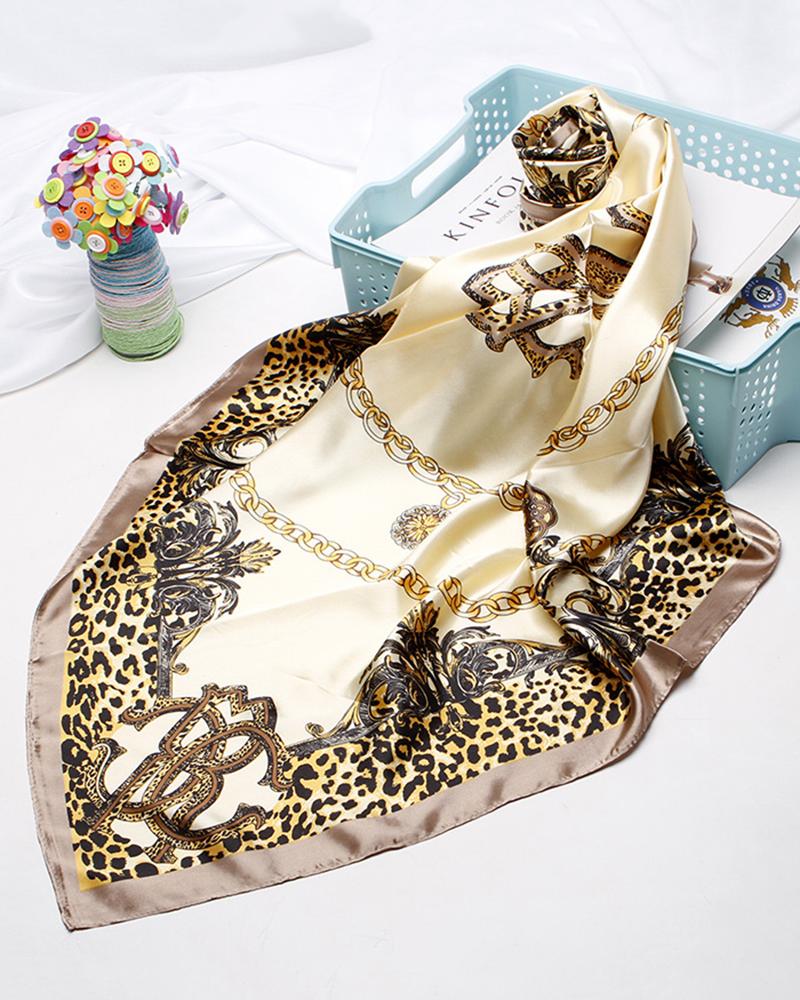 

Breathable Lightweight Neckerchief Printed Satin Square Headscarf, Style8