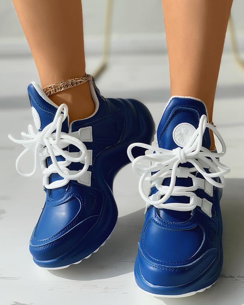 

Lace-up Front Wedge Sneaker, Blue