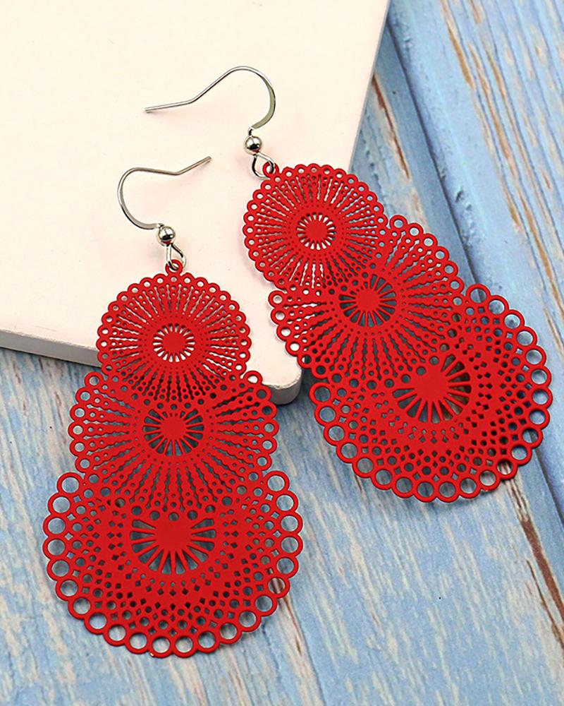 

1Pair Multiple Vintage Ethnic Dangle Drop Earrings, Red