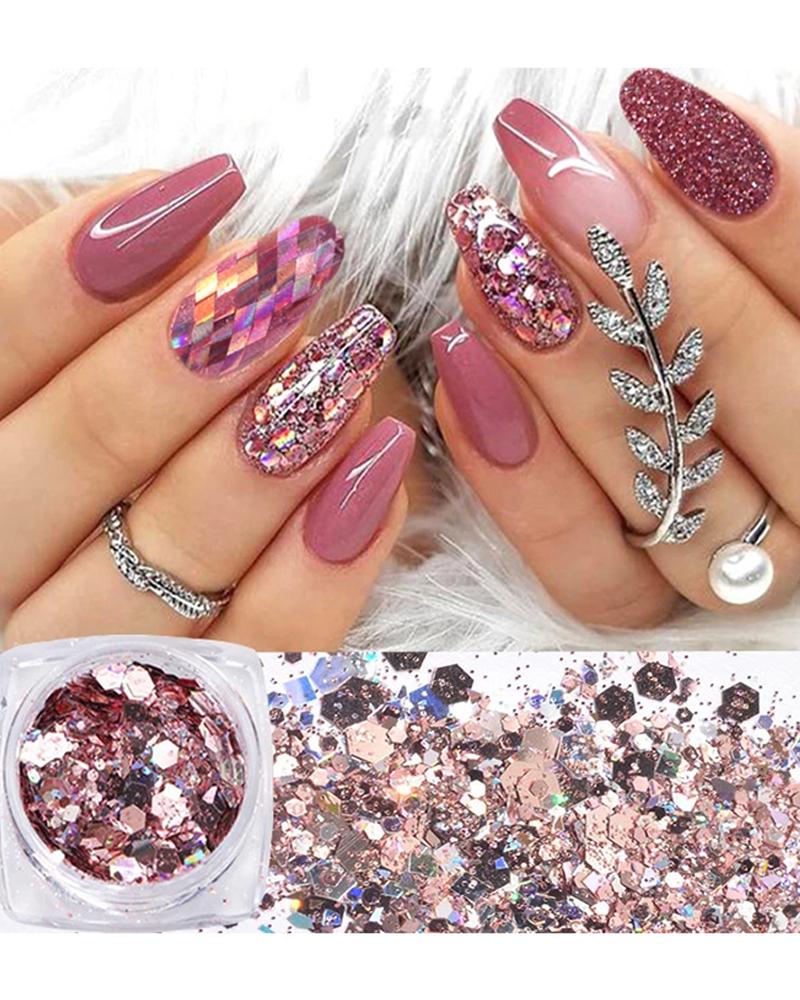 

6 Boxes Irregular Sea Shell Flakes Sequins Nail Decoration, Multicolor