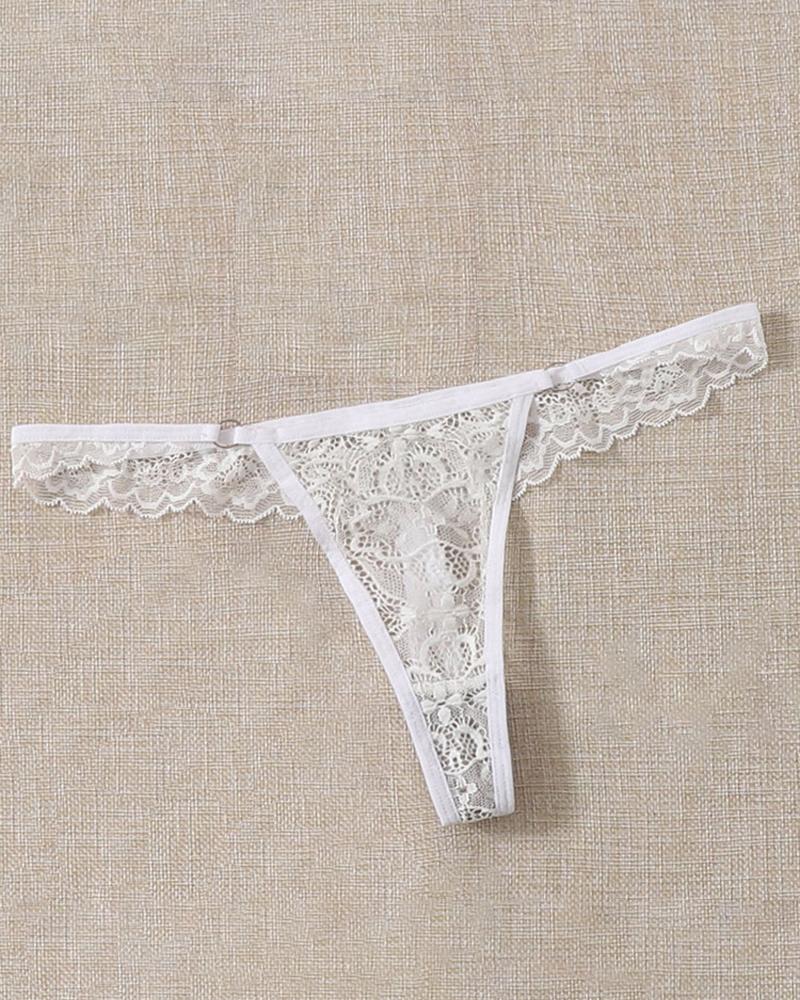 

Low Waist Sexy Lace Thong Panty, White
