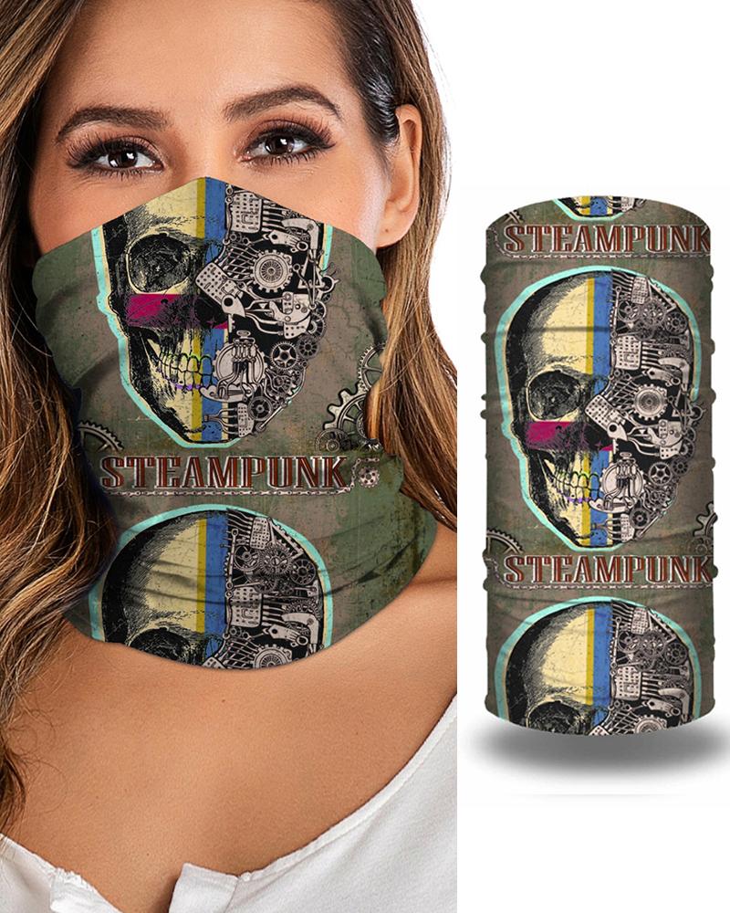 

Skull Print Breathable Face Bandana Magic Scarf Headwrap Balaclava, Brown