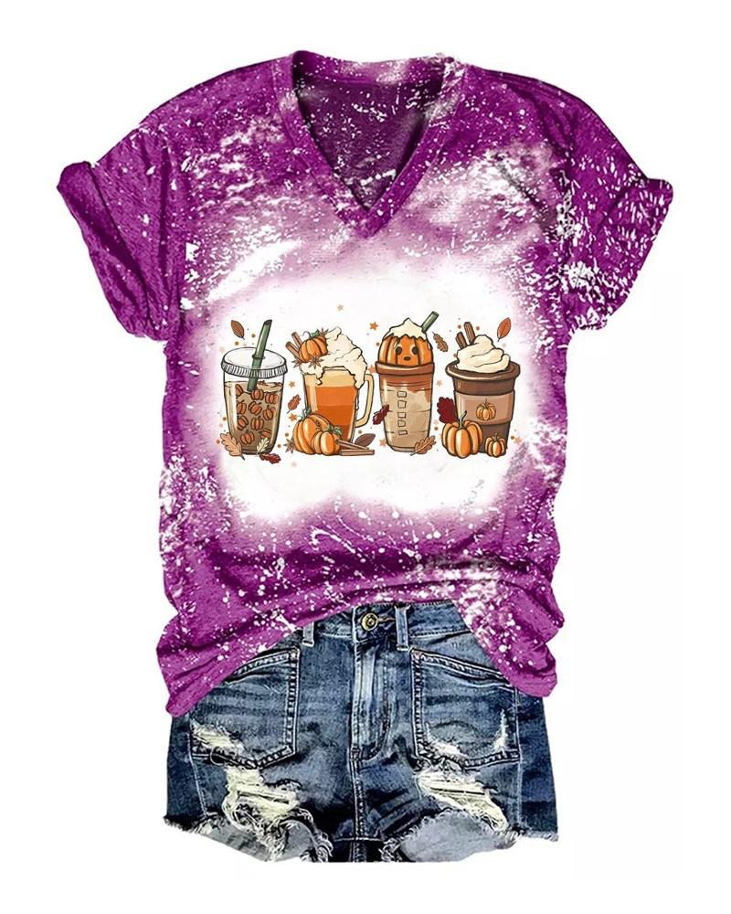 

Halloween Pumpkin Graphic Print Casual T-shirt, Purple