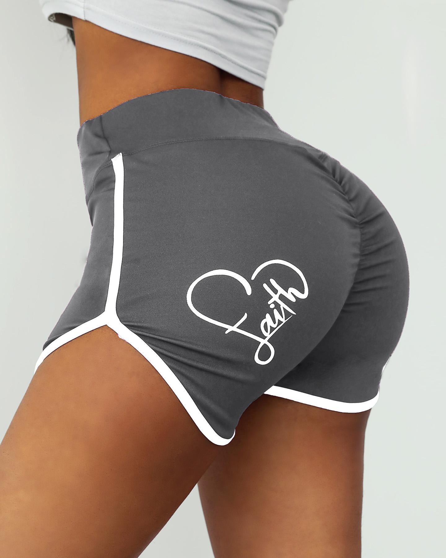 

High Waisted Butt Lifting Scrunch Booty Yoga Shorts, Gray