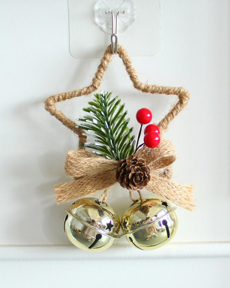 

Christmas Tree Ornament Star Shaped Jingle Bell Decoration, Gold